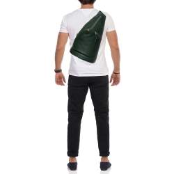 Loewe Green Leather Zip Sling Backpack