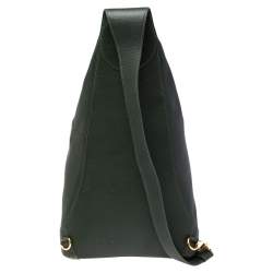 Loewe Green Leather Zip Sling Backpack