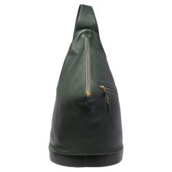 Loewe Green Leather Zip Sling Backpack