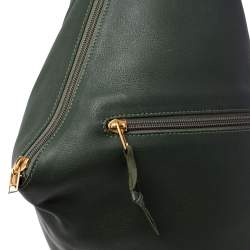 Loewe Green Leather Zip Sling Backpack
