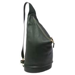 Loewe Green Leather Zip Sling Backpack