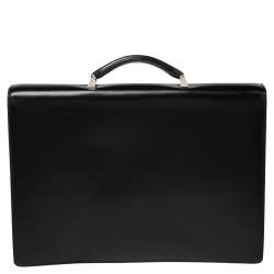Loewe Black Leather Anagram Embossed Briefcase