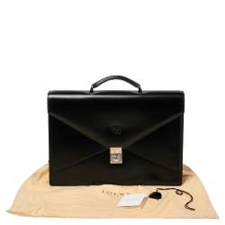 Loewe Black Leather Anagram Embossed Briefcase