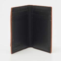 Pre Owned Loewe Black Leather Puzzle Stitch Bifold Card Holder 