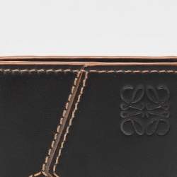 Pre Owned Loewe Black Leather Puzzle Stitch Bifold Card Holder 
