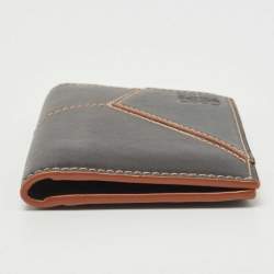 Pre Owned Loewe Black Leather Puzzle Stitch Bifold Card Holder 