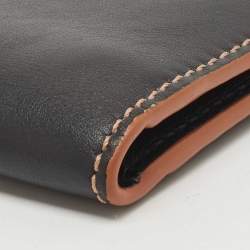 Pre Owned Loewe Black Leather Puzzle Stitch Bifold Card Holder 