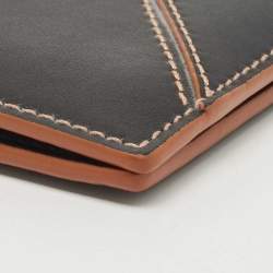 Pre Owned Loewe Black Leather Puzzle Stitch Bifold Card Holder 