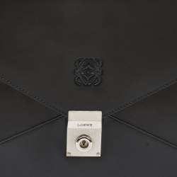 Pre Owned Loewe Black Glossy Leather Slim Briefcase