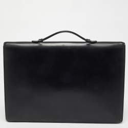 Pre Owned Loewe Black Glossy Leather Slim Briefcase