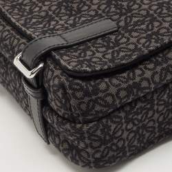 Loewe Black/Dark Grey Anagram Canvas XS Military Messenger Bag