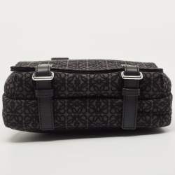 Loewe Black/Dark Grey Anagram Canvas XS Military Messenger Bag