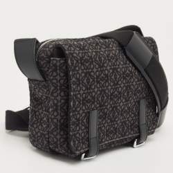 Loewe Black/Dark Grey Anagram Canvas XS Military Messenger Bag