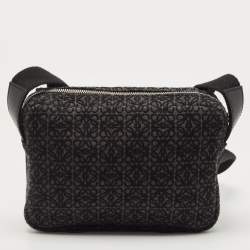 Loewe Black/Dark Grey Anagram Canvas XS Military Messenger Bag