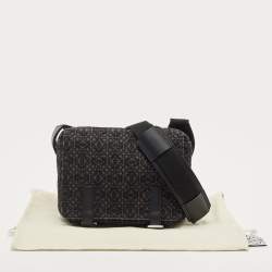Loewe Black/Dark Grey Anagram Canvas XS Military Messenger Bag
