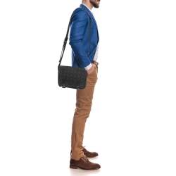 Loewe Black/Dark Grey Anagram Canvas XS Military Messenger Bag