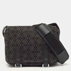 Loewe Black/Dark Grey Anagram Canvas XS Military Messenger Bag