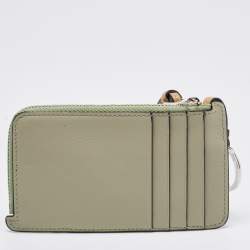 Pre Owned Loewe Grey Leather Anagram Coin Card Holder