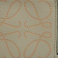 Pre Owned Loewe Grey Leather Anagram Coin Card Holder