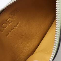 Pre Owned Loewe Grey Leather Anagram Coin Card Holder