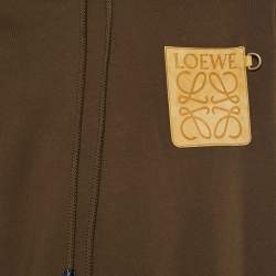 Pre Owned Loewe Dark Olive Green Knit Anagram Pocket Detail Hoodie M