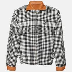 Pre Owned Loewe Tan Brown Leather and Linen Reversible Blouson Jacket XL