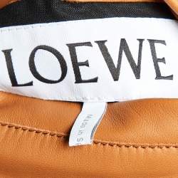 Pre Owned Loewe Tan Brown Leather and Linen Reversible Blouson Jacket XL