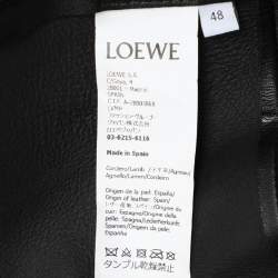 Loewe Black Leather Logo Embossed Zip Jacket M