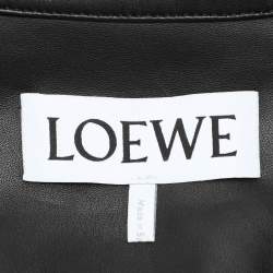Loewe Black Leather Logo Embossed Zip Jacket M