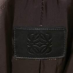 Loewe Black Leather Button Front Coat XXXL