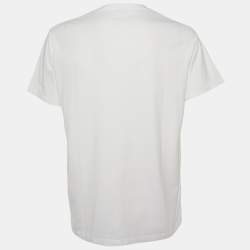 Pre Owned Loewe White Anagram Embroidery Cotton Crew Neck T-Shirt XL