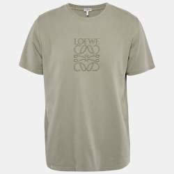 Pre Owned Loewe Grey Anagram Embroidered Jersey Crew Neck T-Shirt M