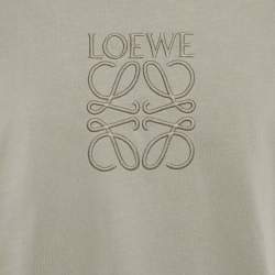 Pre Owned Loewe Grey Anagram Embroidered Jersey Crew Neck T-Shirt M