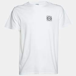 Loewe White Logo Embroidered Cotton T-Shirt L
