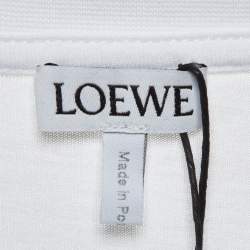 Pre Owned Loewe White Glitch Anagram Cotton Crew Neck T-Shirt L