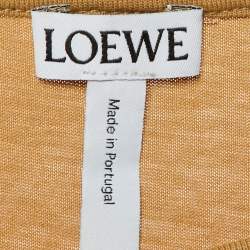 Pre Owned Loewe Light Brown Printed Cotton Knit Studded Detail T-Shirt S