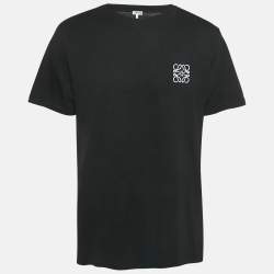 Pre Owned Loewe Black Anagram Embroidery Cotton Crew Neck T-Shirt XL