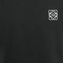 Pre Owned Loewe Black Anagram Embroidery Cotton Crew Neck T-Shirt XL