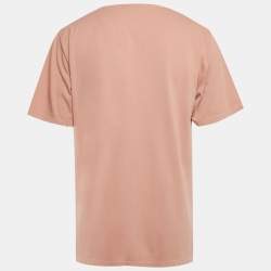 Pre Owned Loewe Pink Anagram Embroidered Cotton T-Shirt L 