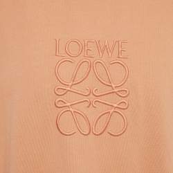 Pre Owned Loewe Pink Anagram Embroidered Cotton T-Shirt L 