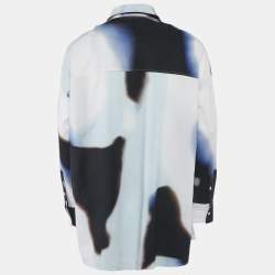 Pre Owned Loewe Blue Silicone Melange Wool Over-Size Shirt L