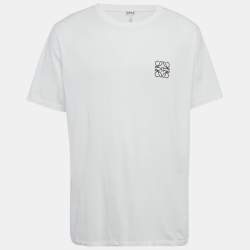 Pre Owned Loewe White Anagram Embroidery Cotton T-Shirt 3XL