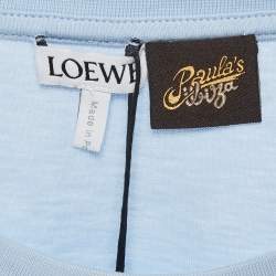 Pre Owned Loewe Light Blue Cotton Anagram Applique Relaxed Fit T-Shirt L