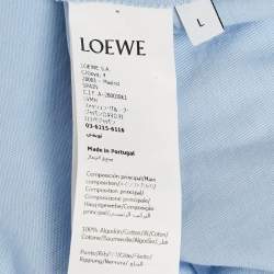 Pre Owned Loewe Light Blue Cotton Anagram Applique Relaxed Fit T-Shirt L