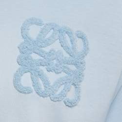 Pre Owned Loewe Light Blue Cotton Anagram Applique Relaxed Fit T-Shirt L