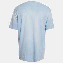 Pre Owned Loewe Light Blue Cotton Anagram Applique Relaxed Fit T-Shirt L