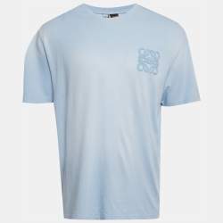 Pre Owned Loewe Light Blue Cotton Anagram Applique Relaxed Fit T-Shirt L