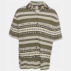 Pre Owned Loewe X Paula's Ibiza Multicolor Pattered Knit Bowling Shirt S 