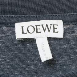 Pre Owned Loewe Blue Logo Embroidered Jersey Crew Neck T-Shirt M