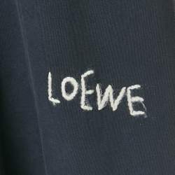 Pre Owned Loewe Blue Logo Embroidered Jersey Crew Neck T-Shirt M